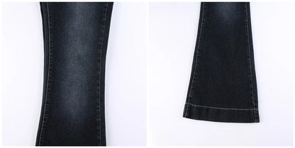 New y2k Flare Jeans Vintage Low Waisted Cute Trousers Aesthetic Streetwear Casual Cargo Pants Women Korean Distressed Jean