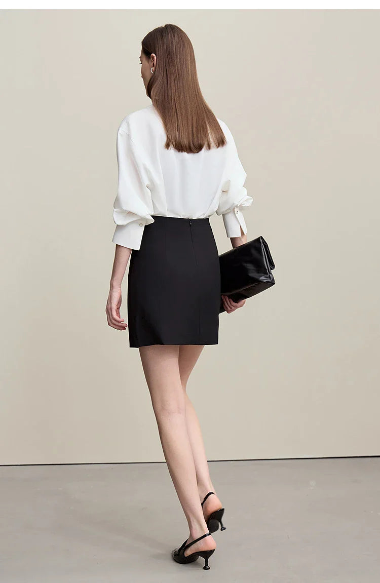 Mini Skirt 2026 Spring New Asymmetrical Pleated Short A-Line Skirt Commuter Solid Color Versatile Women's Clothing 12611004
