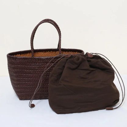 Handbags Women's Genuine Leather Shoulder Bag Weaving Casual Shopping Bag Vintage Big Tote Purse Cowhide Cross Hand Bags Lady