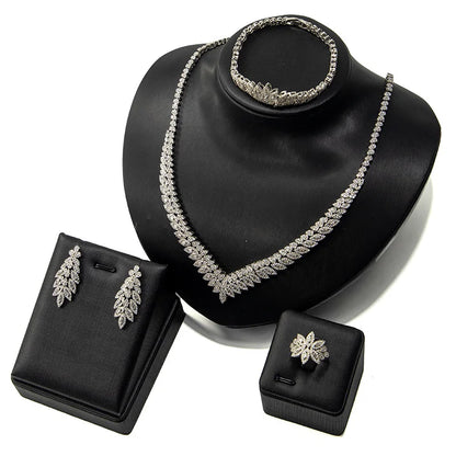 2024 Hot selling 4-piece Bride Wedding Jewelry Set with Cubic Zirconia Dubai Luxury Jewelry Set