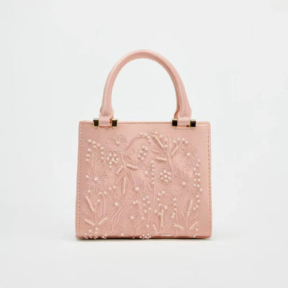 Bolsa Tote Mini Duffel Pérola, Bolsa Transversal Feminina com Correntes, Bolsa Pequena Elegante Designer de Luxo Feminina