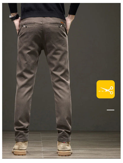 Business Straight Men's Pants Fashion Comfortable Brand Lyocell Soft Trousers Classic Simple Regular Solid Color Slim Pants