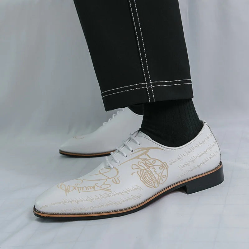 White Elegant Men Dress Shoes Leather Oxford Shoes Man Business Formal Shoes Design Social Shoes Male apatos para hombre