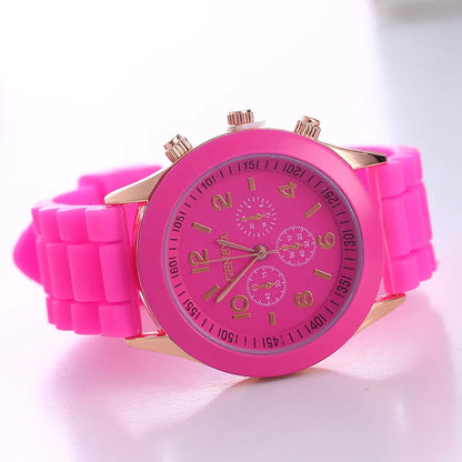 Famous Brand Geneva Ladies Fashion Watch Male and Female Student Silicone Quartz WristWatch Clock Wholesale Relogio Feminino