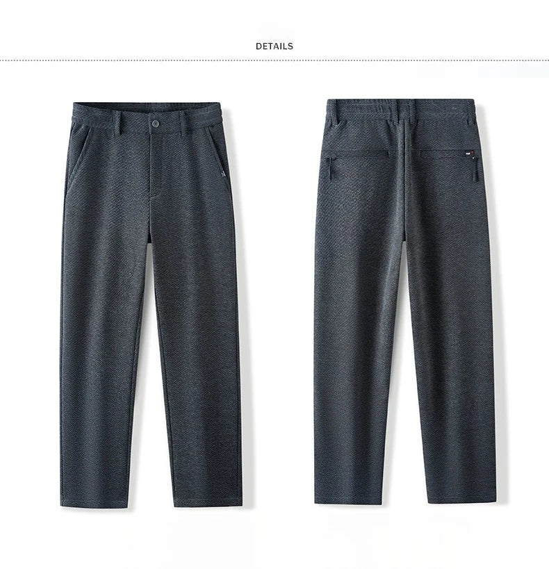Men's Winter Fleece Elastic Casual Pants Thick Warm Soft Business Stretch Slim Trousers Streetwear Fashion Korean Brand Clothes