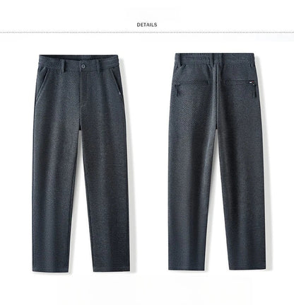 Men's Winter Fleece Elastic Casual Pants Thick Warm Soft Business Stretch Slim Trousers Streetwear Fashion Korean Brand Clothes
