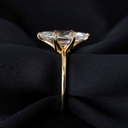 Vintage 9ct 5A Marquise Shape Cubic Zirconia Solitaire Engagement Ring For Women 925 Sterling Silver 14K Yellow Gold