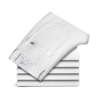 2026 Men White Jeans Fashion Casual Classic Style Slim Fit Soft Trousers Male Brand Advanced Stretch Pants