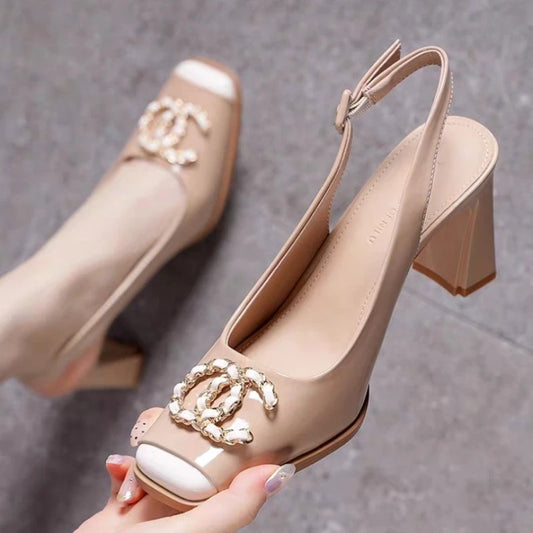 2026 New Fashion Buckle Designer Women's Sandals Casual Comfortable Open-Heel Shoes Summer Everyday Shopping Women's High Heels