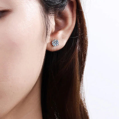 Single 1.0ct Moissanite Screw Thread Earrings for Women Lab Grown Diamond Ear Studs 925 Sterling Silver Fine Jewelry Gift