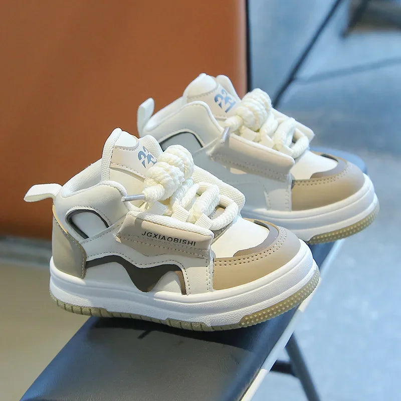 Children Tennis Shoes Spring Autumn Patchwork Leather Sports Shoes for Boy Girl Causal Versatile Kids Fashion Running Sneakers