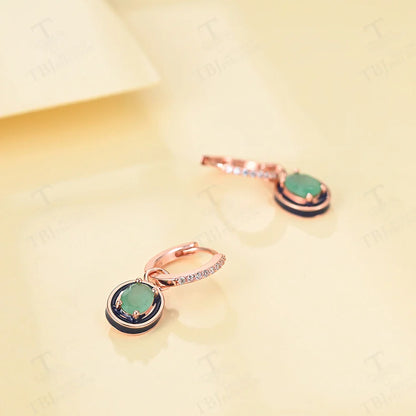 Unique fashion design of natural emerald 925 sterling silver earrings elegant and noble female anniversary & banquet gift