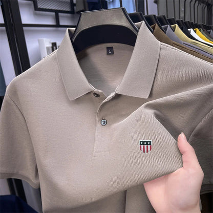 men's summer luxury brand cotton 100% polo shirt lapel printing short sleeves t-shirt business leisure ventilate men's clothing