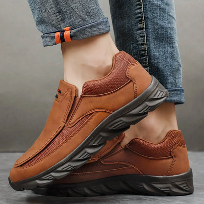 Sapatos Masculinos Casuais de Couro, Mocassins Respiráveis, Tênis Masculinos 2024, Novos Tênis Masculinos de Couro Confortáveis, Calçados Masculinos