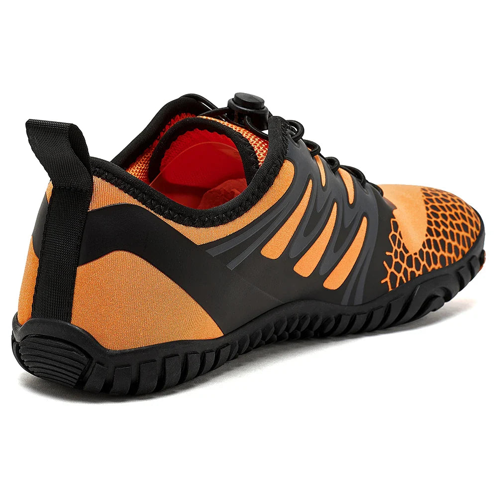 Wide Toe Barefoot Shoes for Unisex Artificial Leather Outdoor Walking Sneakers Zero Drop Minimalist Elastic Band Shoes