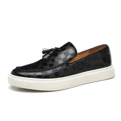 Fashion Men's Casual Shoes Snakeskin Grain Leather Men Retro British Style Loafers Monk Shoes Mens Slip-on Outdoor Driving Flats