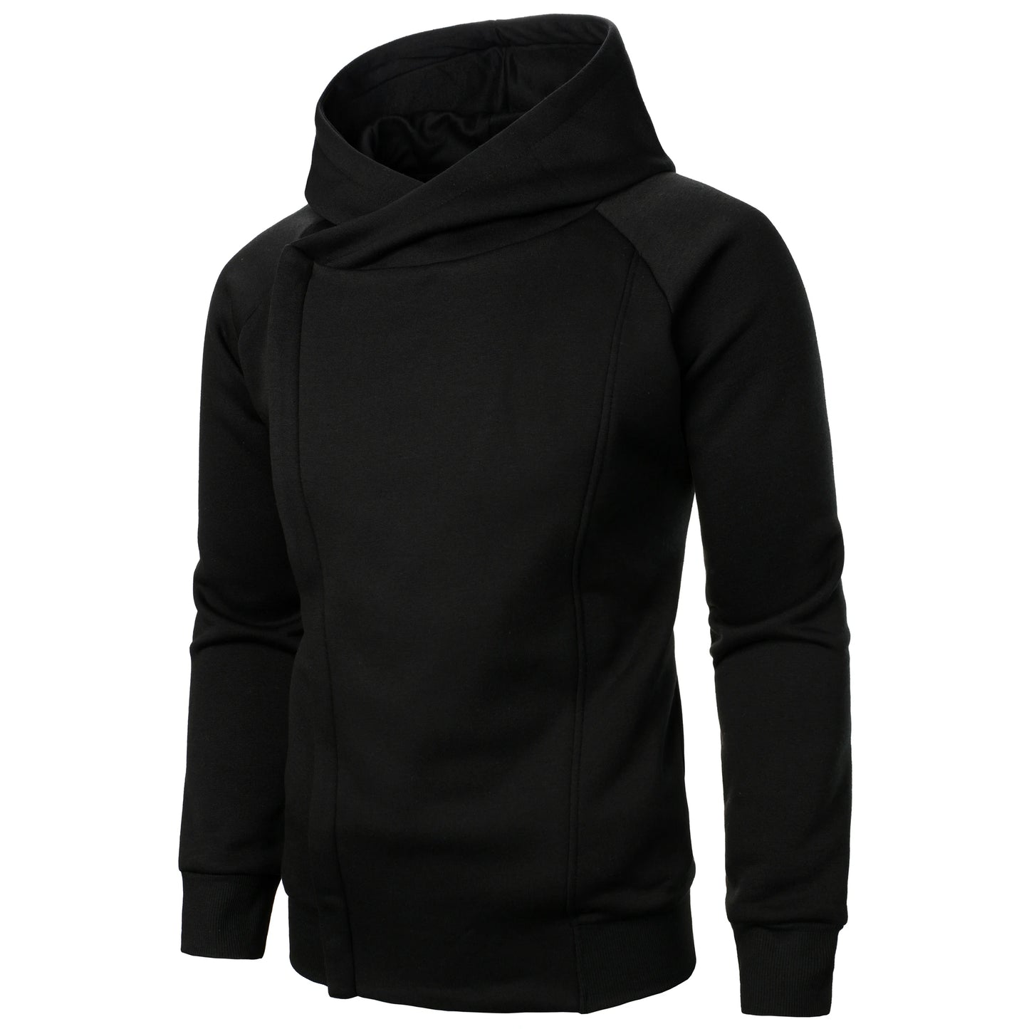 Autumn winter men's solid color hooded top Long sleeve side zipper design hoodie