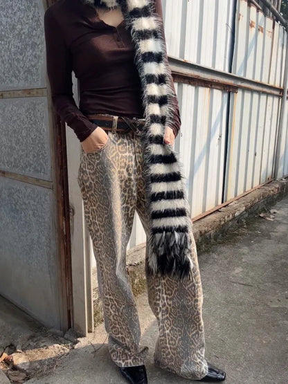 Women Hip Hop Streetwear Y2k Denim Trousers Grunge Aesthetic Wide Leg Jeans