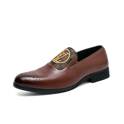 Men's Leather Casual Slip-On Shoes Business Dress All-Match Wedding Shock-Absorbing Wear-Resistant Footwear Size 38-48