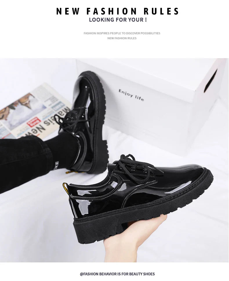 2024 Spring Autumn New Designer Men's Dress Shoes Fashion Business Formal Bright Face Patent Leather Black Derby Shoes for Men
