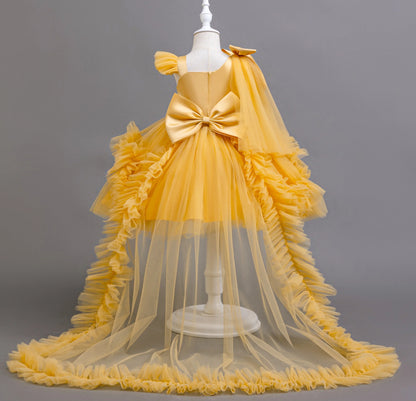 KLFLGD Novos vestidos de festa de verão para meninas vestido de festa elegante para casamento de floristas vestido de cauda de tule rosa para meninas de 2 a 6 anos