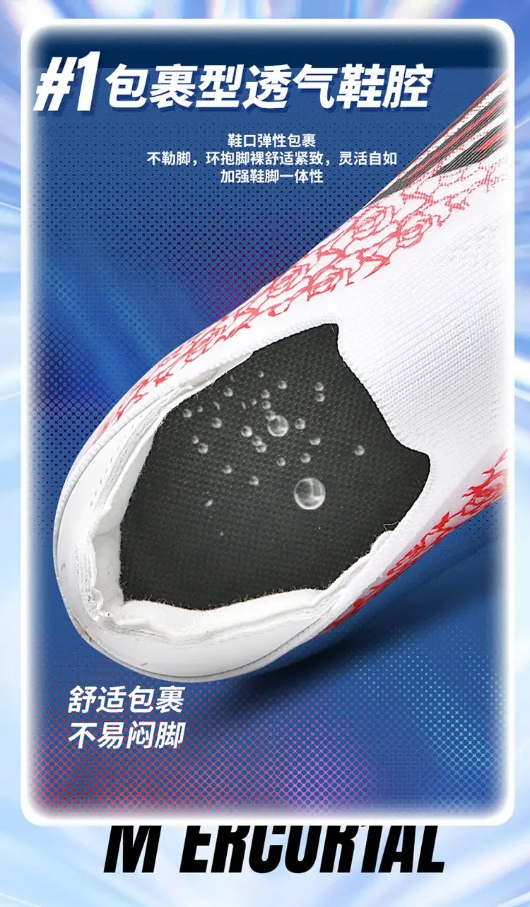 Men High Top Soccer Cleats Firm Ground Stud Sole Breathable Wear Resistant Outdoor Lawn Match Training Football Shoes