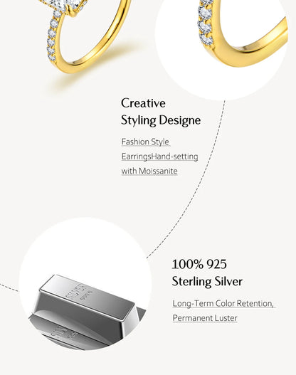 Radiant Cut 4CT Moissanite Ring for Women D Color S925 Sliver 18K Gold Plated Sparkling Engagement Wedding Fine Jewelry