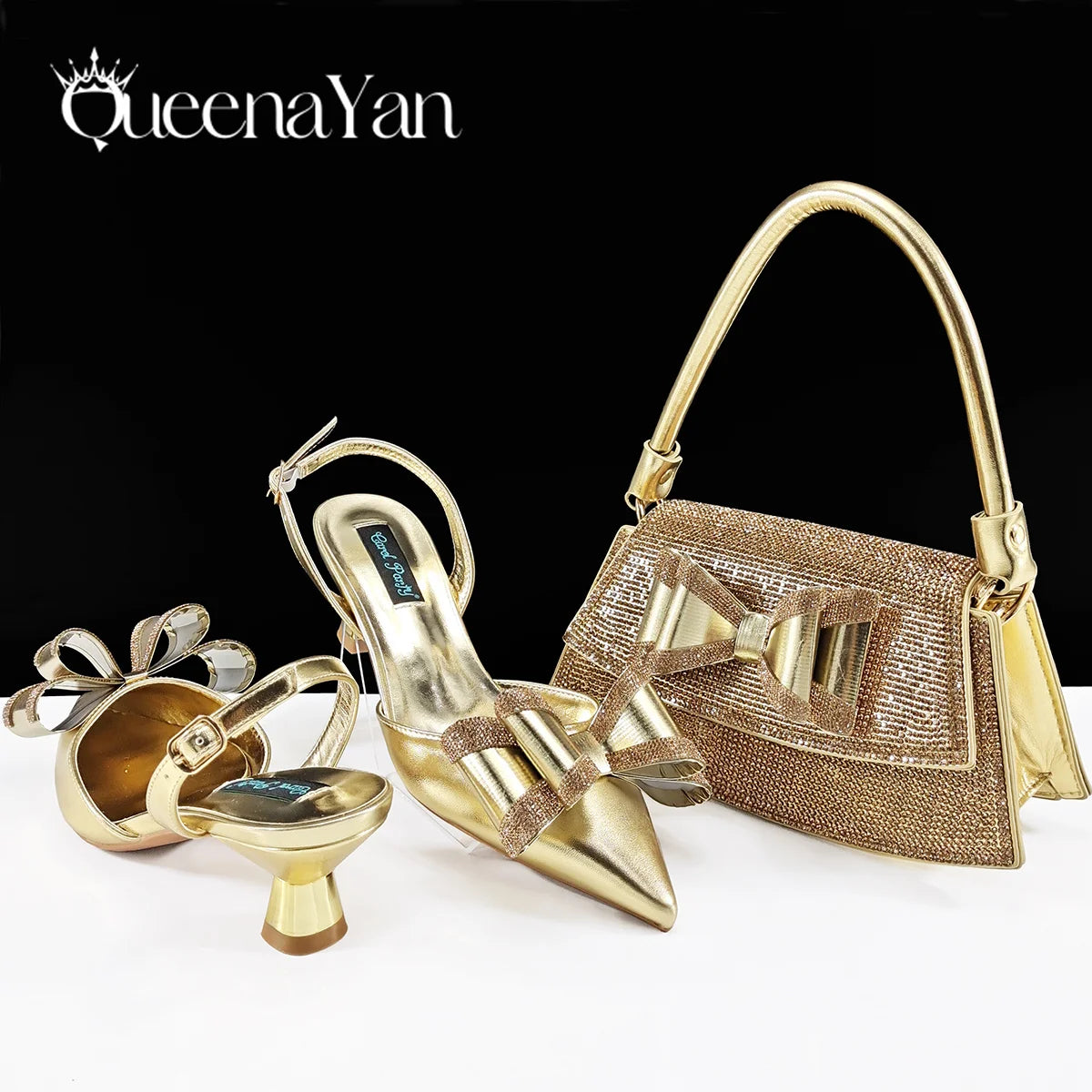 Italian Design High Quality Elegant Butter-fly Design Decoration Peach Color Party Wedding Women Shoes and Bag