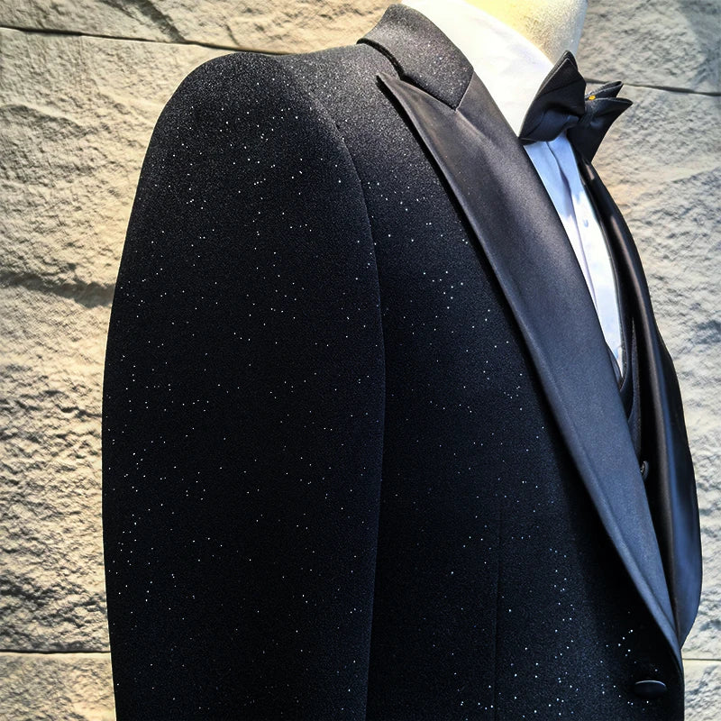 Turkish luxury wedding suits for groom 3 pieces man suits Slim Fit high quality Shining flash diamond Tuxedo Dinner Suit