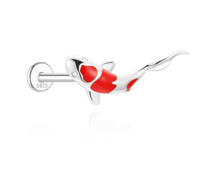 1PC 925 Sterling Silver Crown Horse Eye Zircon Heart Flat Head Cartilage Piercing Stud Earring For Women Claasic Earring