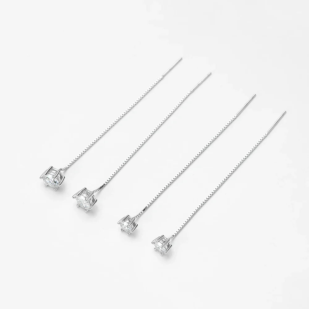 100% 925 Sterling Silver 2ct Moissanite Drop Earrings For Women Long Tassel Earring Wedding Party Luxury Fine Jewelry Gift