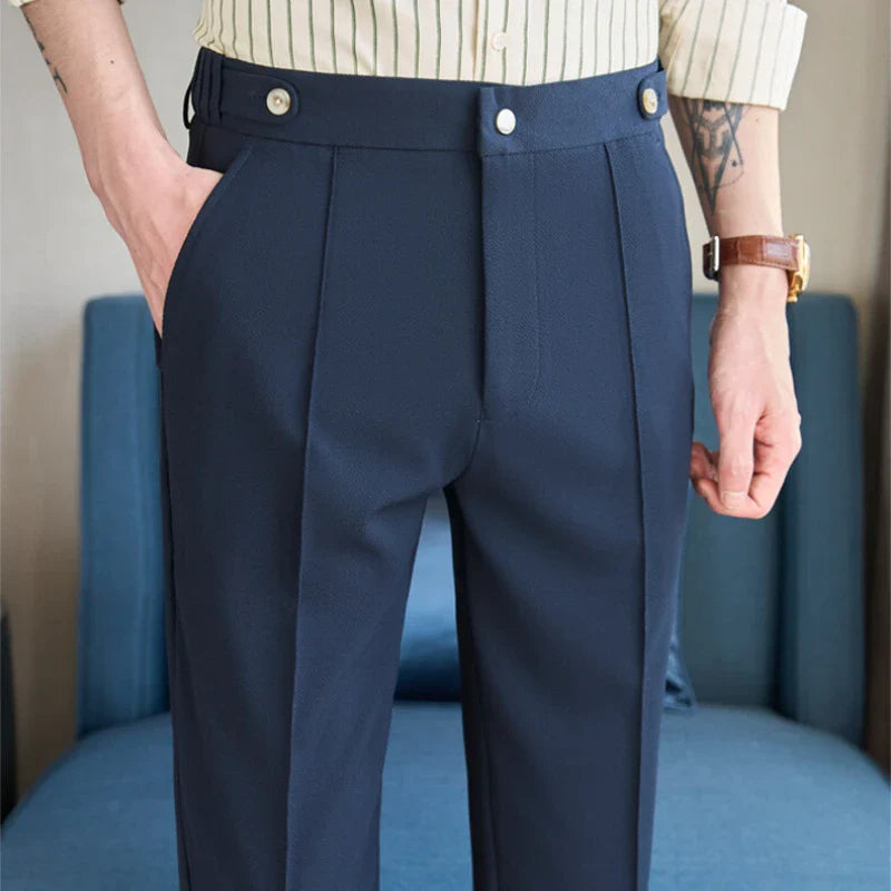 Men's Classic Black Dress Pants with Double Button Waistband, Perfect for Formal and Business Occasions Adjustable Waist.28-38
