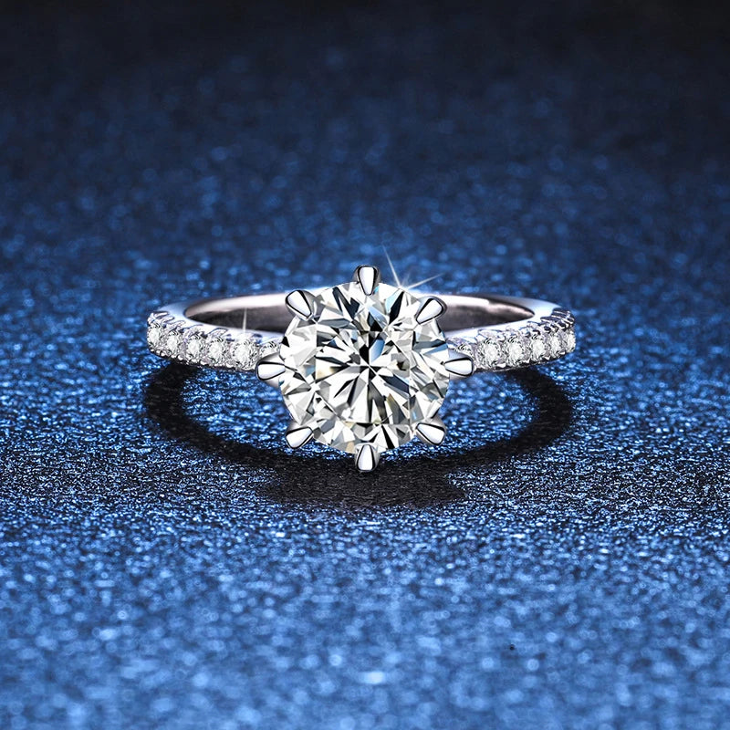 1ct 2ct Moissanite Wedding Ring 925 Sterling Silver Eternity Band Lab Diamond Bride Party Rings For Women Fine Jewelry