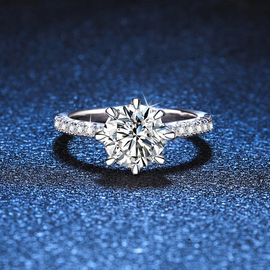 1ct 2ct Moissanite Wedding Ring 925 Sterling Silver Eternity Band Lab Diamond Bride Party Rings For Women Fine Jewelry