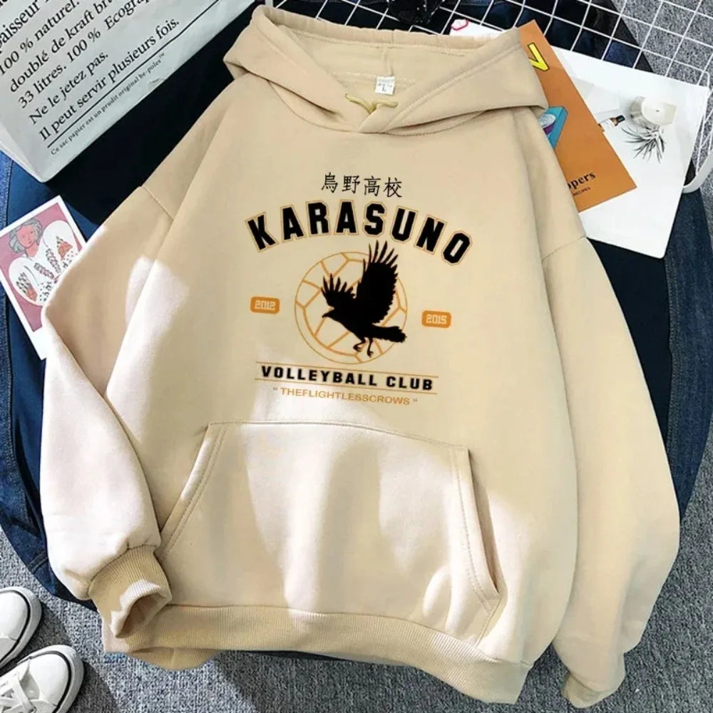 90s Japanese Anime Haikyuu Hoodies Women Funny Karasuno Fly High Graphic Streetwear  Fashion Male Sweatshirts Unisex Harajuku
