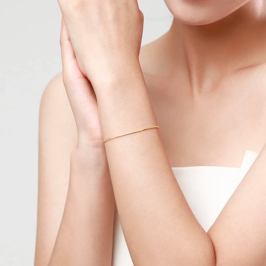 Solid 925 Sterling Silver Simple Charm Snake Chain Bracelet Trendy Gold Color Bracelets For Women Party Fine Jewelry Gift