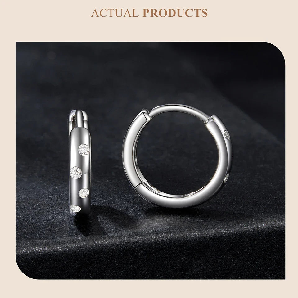 Huggie earrings for women Ear Cuff Moissanite Hoop Earrings Hypoallergenic 925 Sterling Silver Earrings with Gold Plated