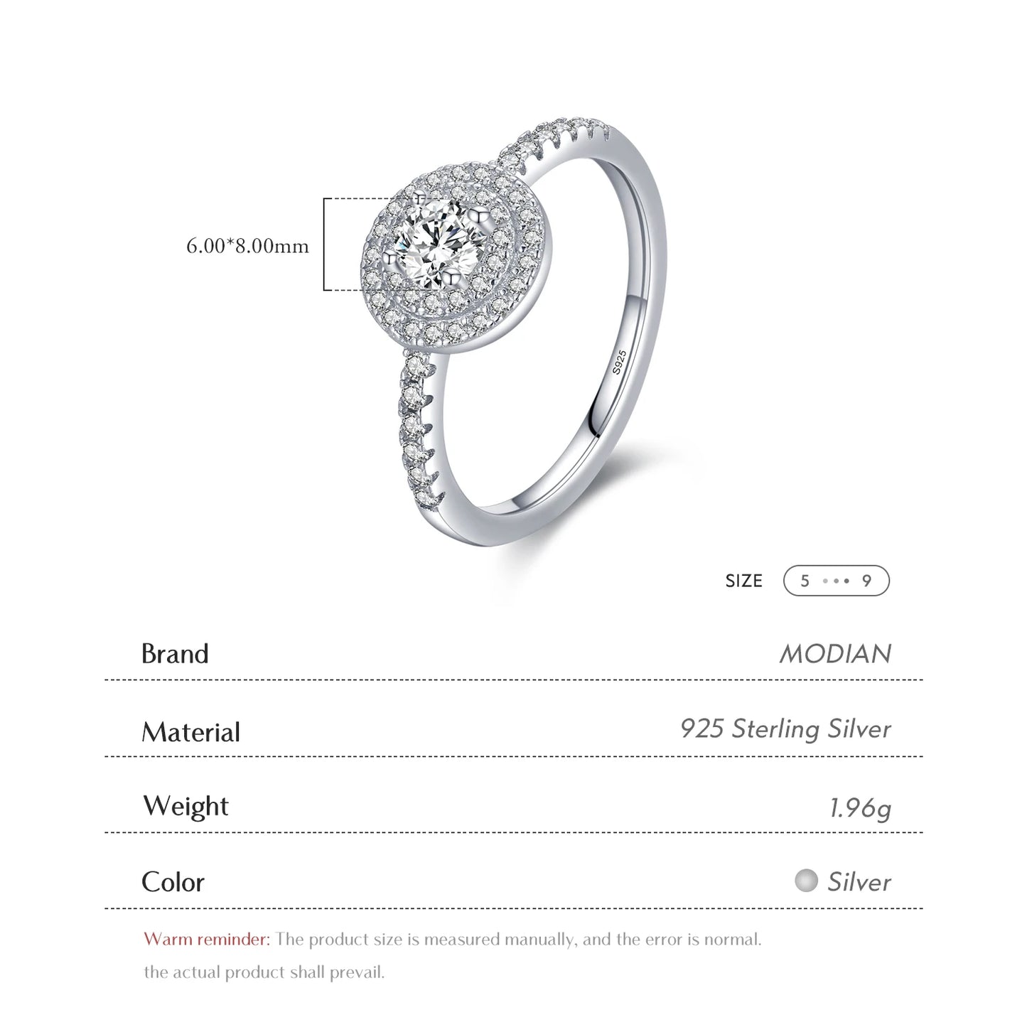 Sparkling Round Clear CZ Charm Rings Fashion 925 Sterling Silver Classic Design Wedding Ring For Women Party Jewelry