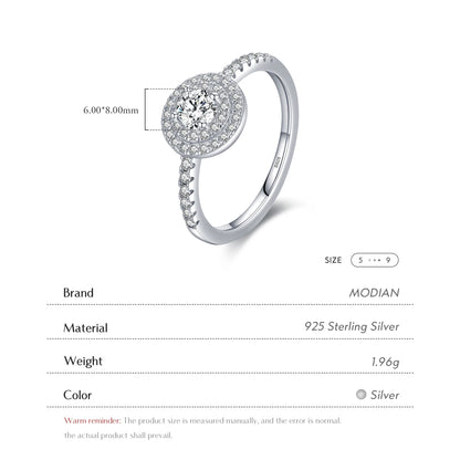 Sparkling Round Clear CZ Charm Rings Fashion 925 Sterling Silver Classic Design Wedding Ring For Women Party Jewelry