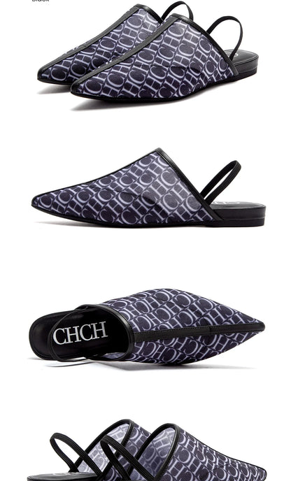 Pointed Toe Slippers Luxury Branded Casual Shoes Flat Strappy Home Outdoor Beach Walking Shoes