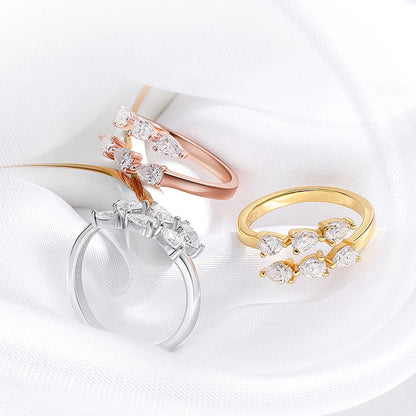 Test Passed 3*4MM Moissanite Rings for Women Lab Diamond Wedding Band 925 Sterling Silver Female Crown Single Tail Ring