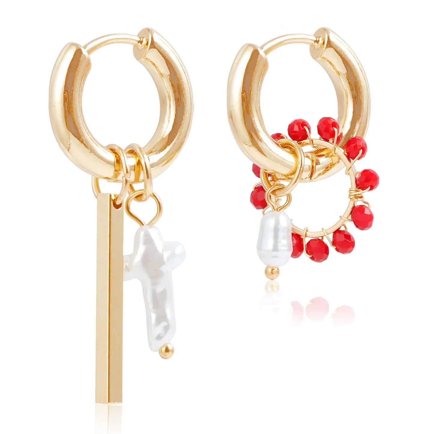 Geometric Crystal Asymmetric Dual-use Ear Buckle Earrings for Women Jewelry