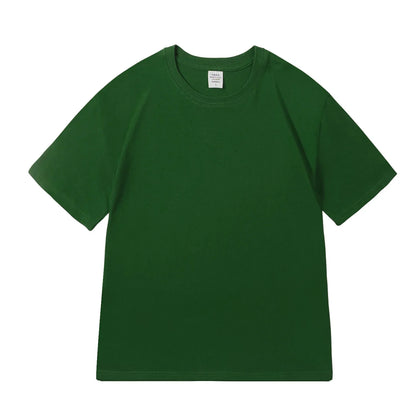 100% Cotton Five Half Sleeve Men's Women Summer T-shirt Loose Short-sleeved Casual Basic Shirt O Neck Solid Color Tops
