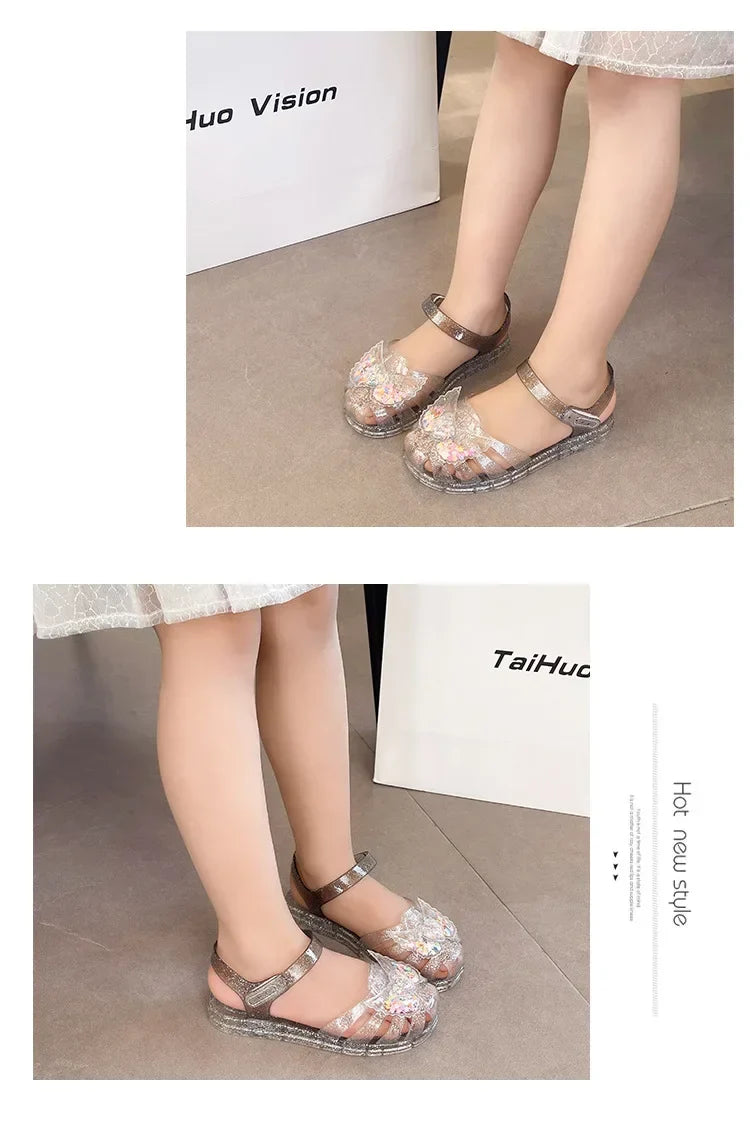 2025 New Summer Children's Sandals Little Princess Shoes Girls Sandals Baby Jelly Shoes Girls Beach Shoes