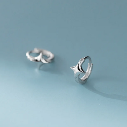 925 Sterling Silver Minimalist Glossy Star Huggies Hoop Earrings for Women Trendy Romantic Party Piercing Jewelry Gift