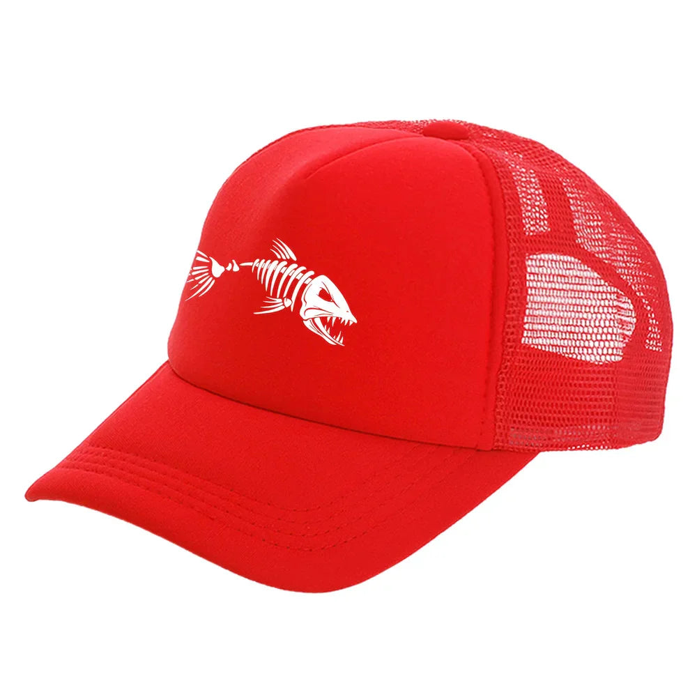 Fishbone Trucker Cap Men Fishing Skeleton Fish Bone Baseball Caps Unisex Mesh Net Hats MZ-496