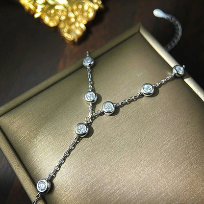 3mm D Color Moissanite Bracelets for Women 14-21cm Adjustable Chain GRA Certified s925 Sterling Silver Bubble Bracelet
