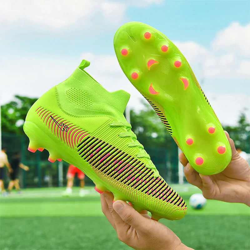 Double Star 2026 New High-Top AG Soccer Boots, Long Studs, for Teenagers, Primary School Students, Adults and Kids, Match & Trai