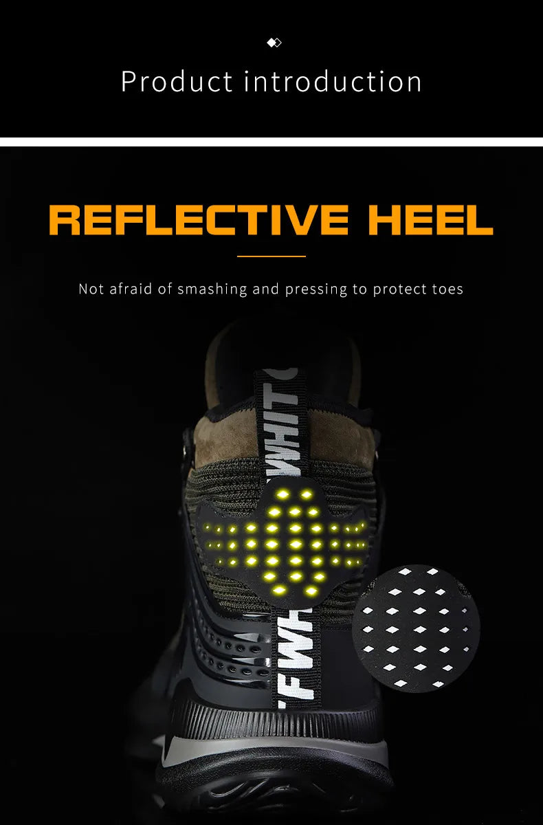 Man Safety Shoes Puncture-Proof Work Sneakers Lightweight Men Steel Toe Shoes Safety Boots Indestructible Work Boots Winter Warm