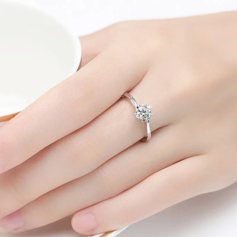 0.5ct 5mm Moissanite Ring Lab Diamond Solitaire Ring for Women Engagement Promise Bands Wedding Band Fine Jewelry